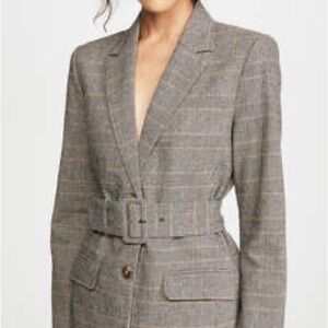 BB Dakota Plaid Belted Blazer